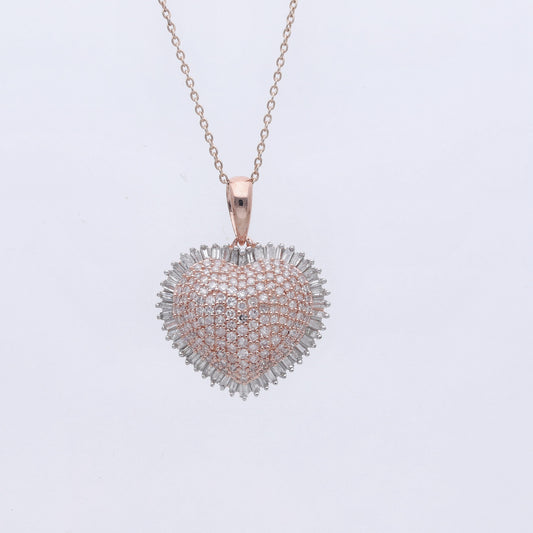 Epic Deal D'Joy Natural Pink and White Diamond (I3) Heart Pendant Necklace (18-20 Inches) in 18K Vermeil RG Over Sterling SEpic Deal D'Joy Natural Pink and White Diamond (I3) Hilver 1.00 ctw