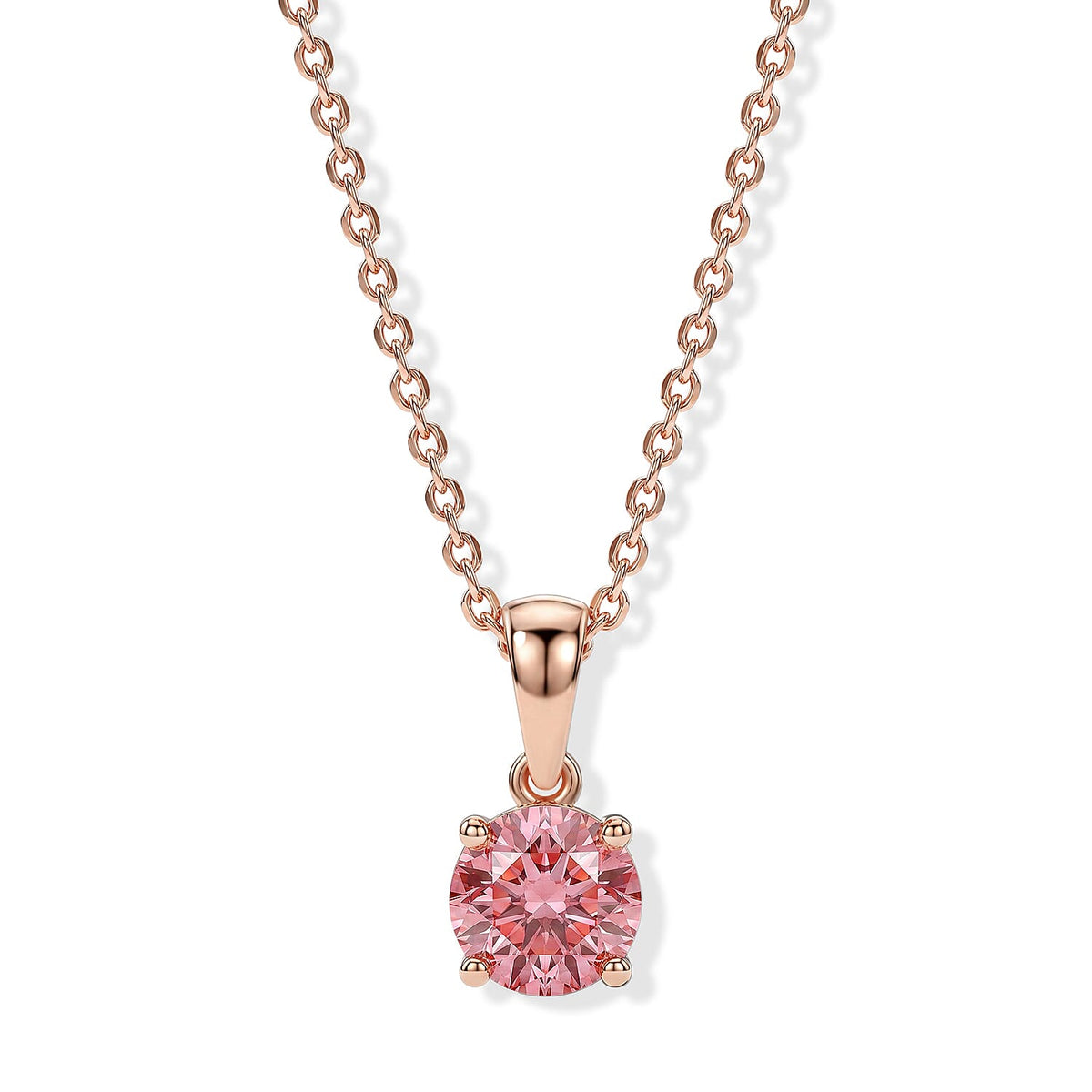 SGL Certified Luxuriant Lab Grown Pink Diamond Pendant Necklace (18 Inches) in 18K Vermeil RG Over Sterling Silver 1.10 ctw