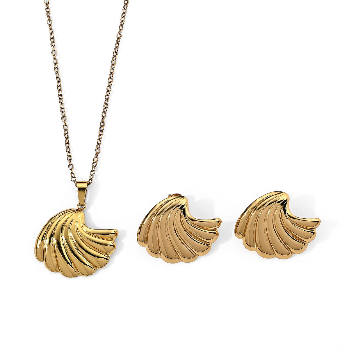 Necklace (17 Inches) and Earrings in ION Plated YG Stainless Steel