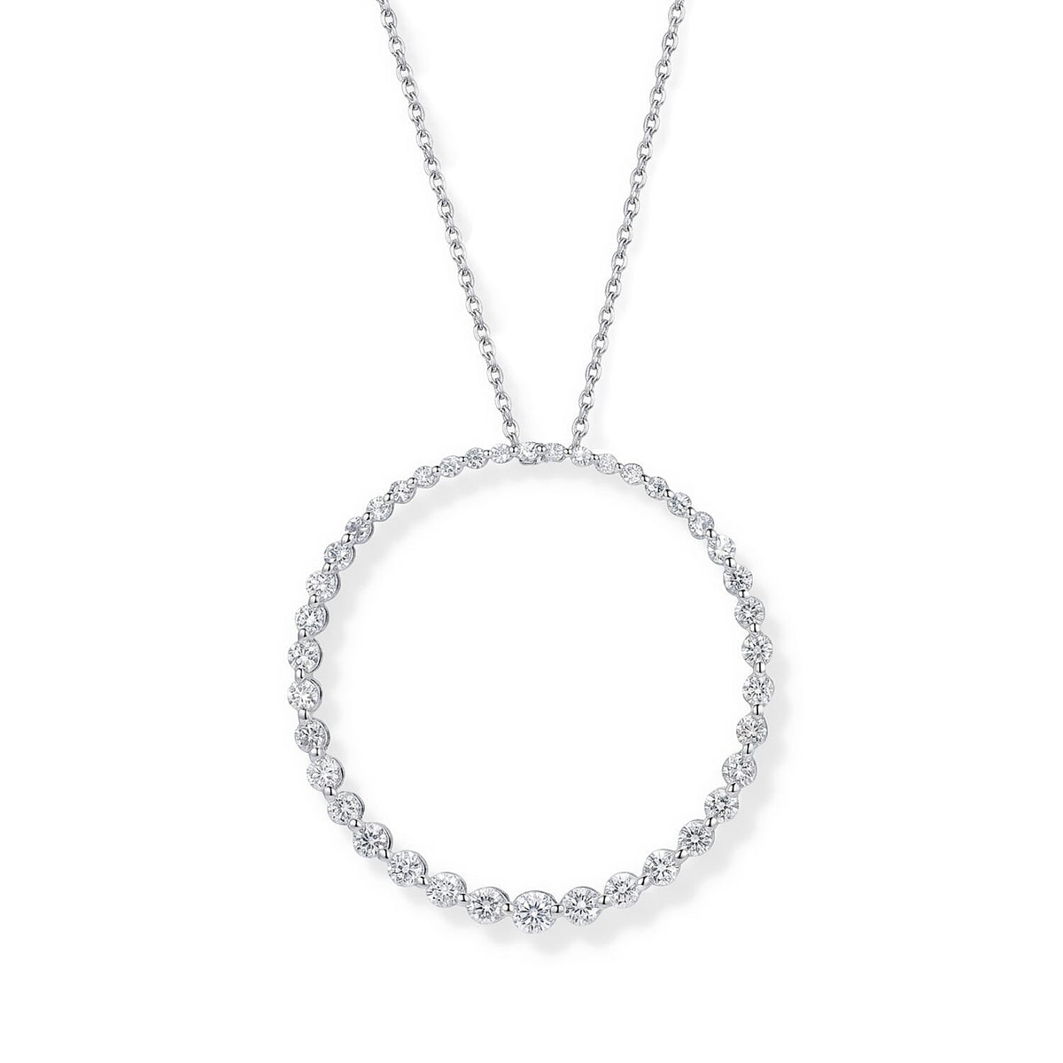 Luxuriant Lab Grown Diamond (G-H, SI) Pendant Necklace (18-20 Inches) in Rhodium Over Sterling Silver 1.00 ctw