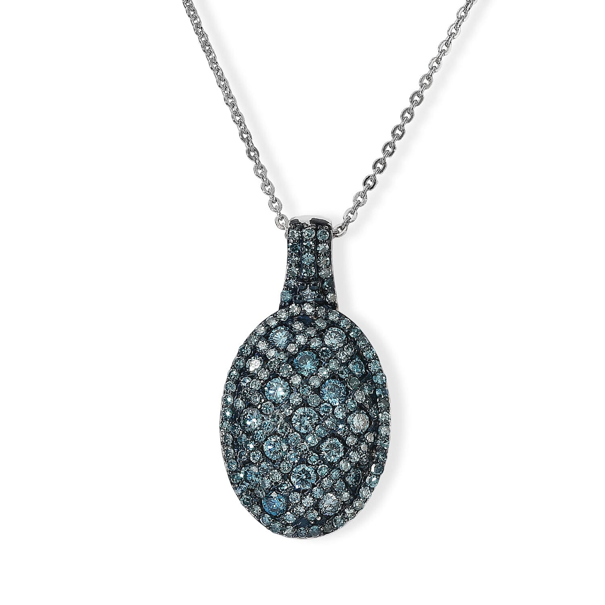 TLV Luxuriant Lab Grown Diamond (G-H, SI) Pendant Necklace (20 Inches) in Rhodium Over Sterling Silver 1.00 ctw