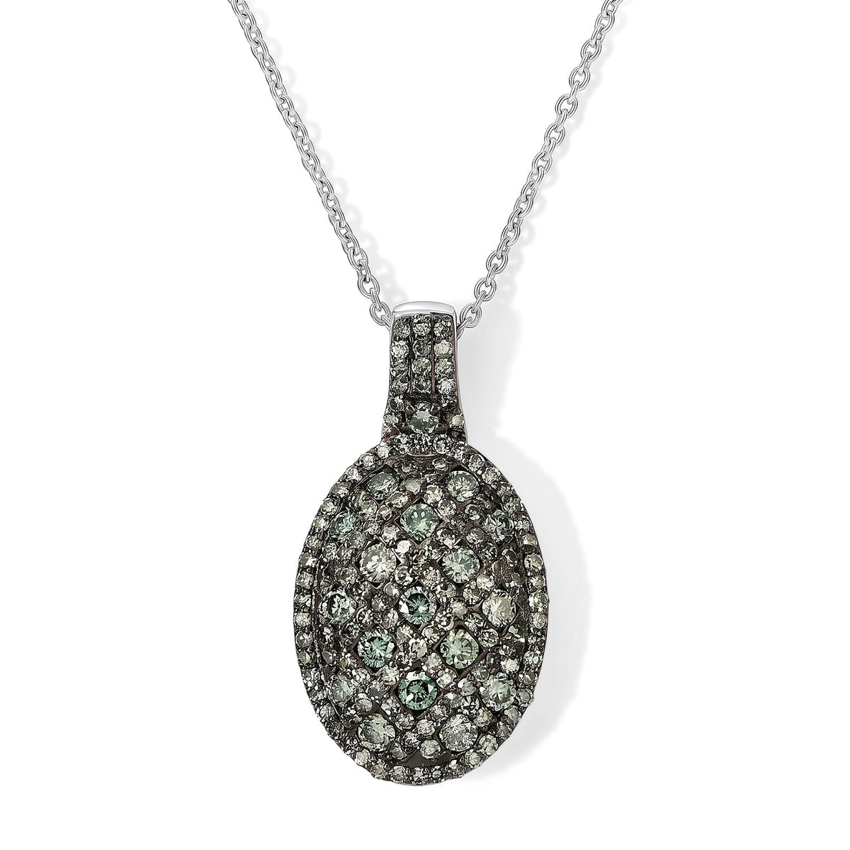 TLV Luxuriant Lab Grown Diamond (G-H, SI) Pendant Necklace (20 Inches) in Rhodium Over Sterling Silver 1.00 ctw