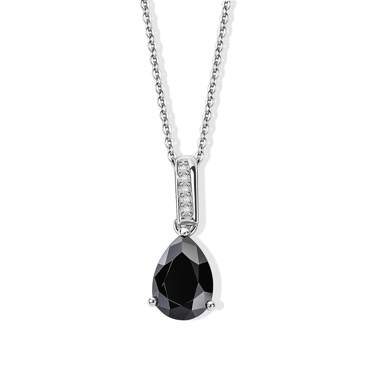 D''Joy Black and White Moissanite 2.00 ctw Pendant Necklace in Rhodium Over Sterling Silver 20 Inches