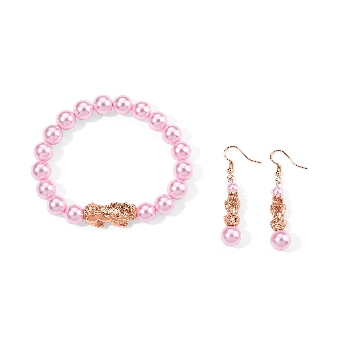 White Shell Pearl Bracelet (7-7.5In) and Earrings in Silvertone