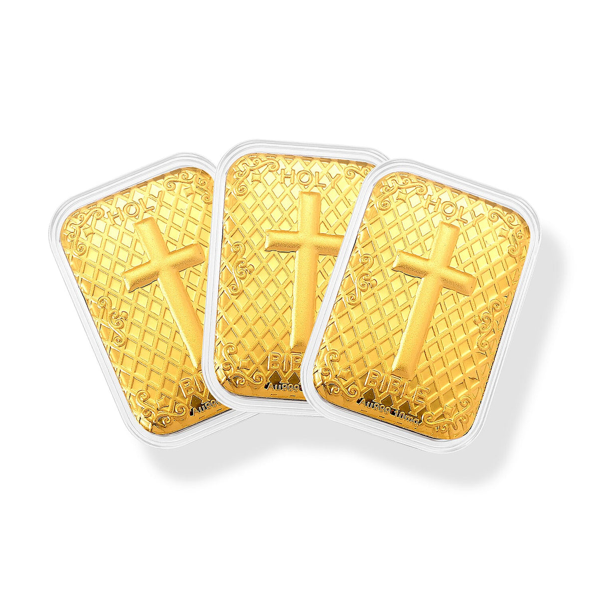 Set of 3 - Holy Bible The Word, preserved in pure gold.
