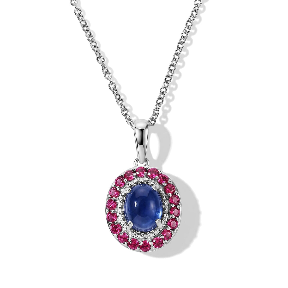 Pendant with Chain (Size 20) Stainless Steel 3.59 ctw