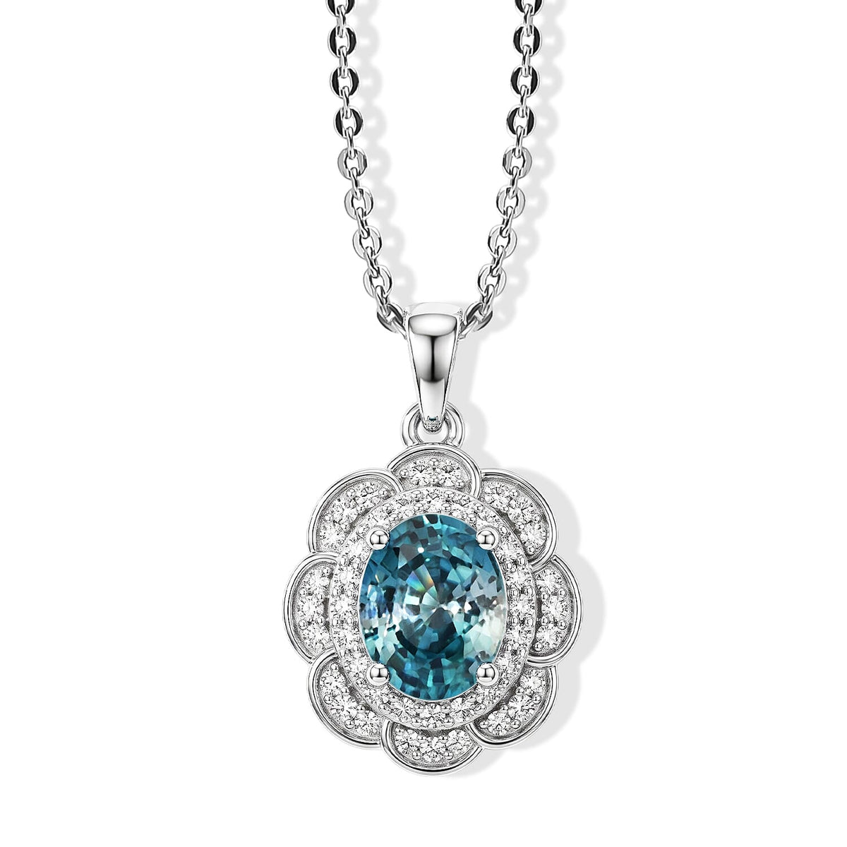 Pendant with Torn Chain 19DC (Size 18) in Rhodium Over Sterling Silver 2.68 ctw