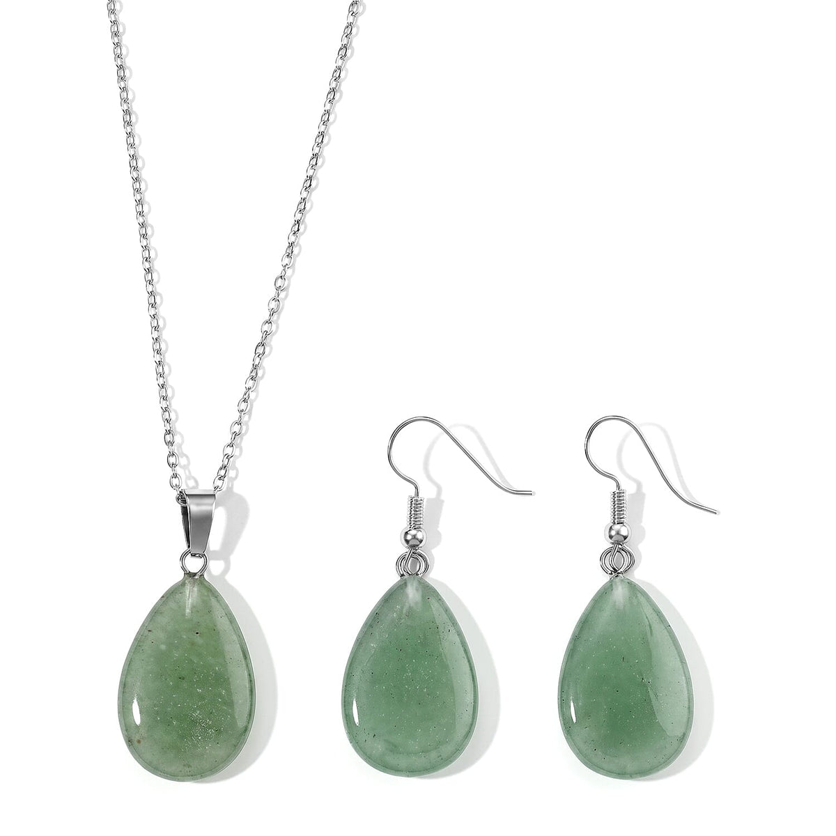 African Amethyst 100.00 ctw Earrings in Silvertone with Pendant Necklace Stainless Steel (Adjustable)