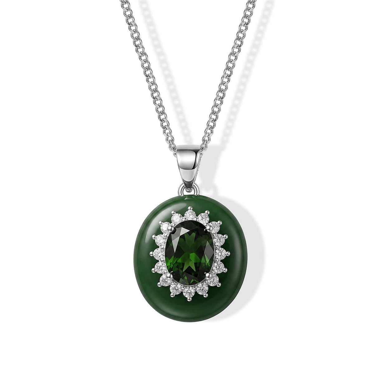 D''Joy Red Jade, Multi Gemstone Pendant Necklace (18 Inches) in Rhodium Over Sterling Silver 9.50 ctw