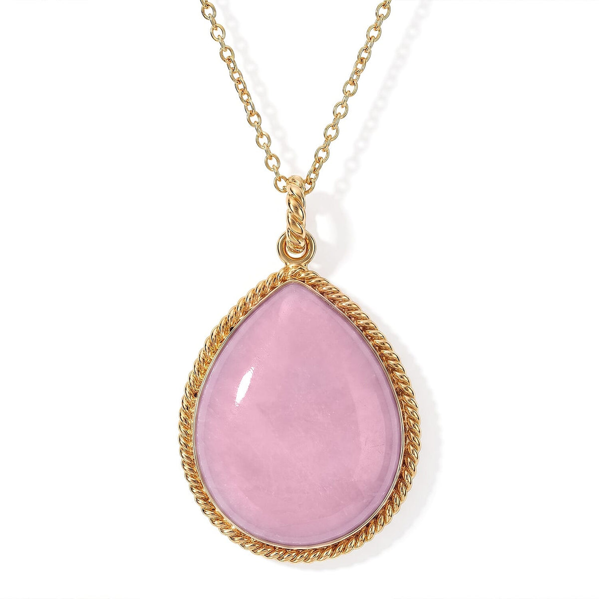 EverTrue Kunzite 10.30 ctw Pendant in 18K YG Plated with ION Plated YG Stainless Steel (20 Inches)