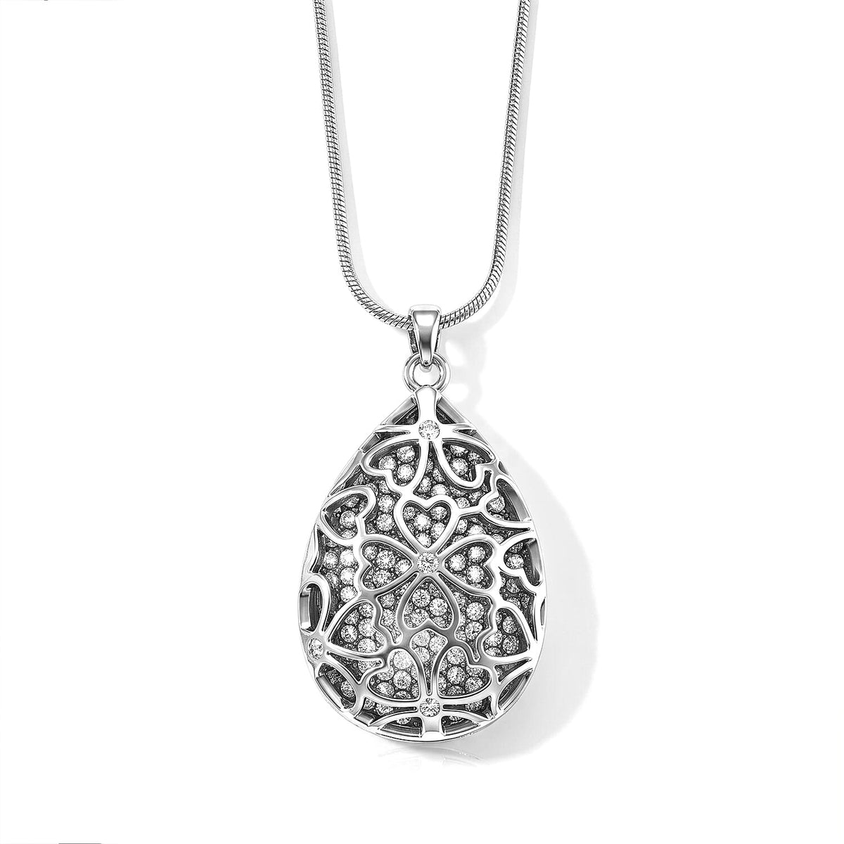 Austrian Crystal Teardrop Pendant Necklace (29.50-31.50 Inches) in Goldtone
