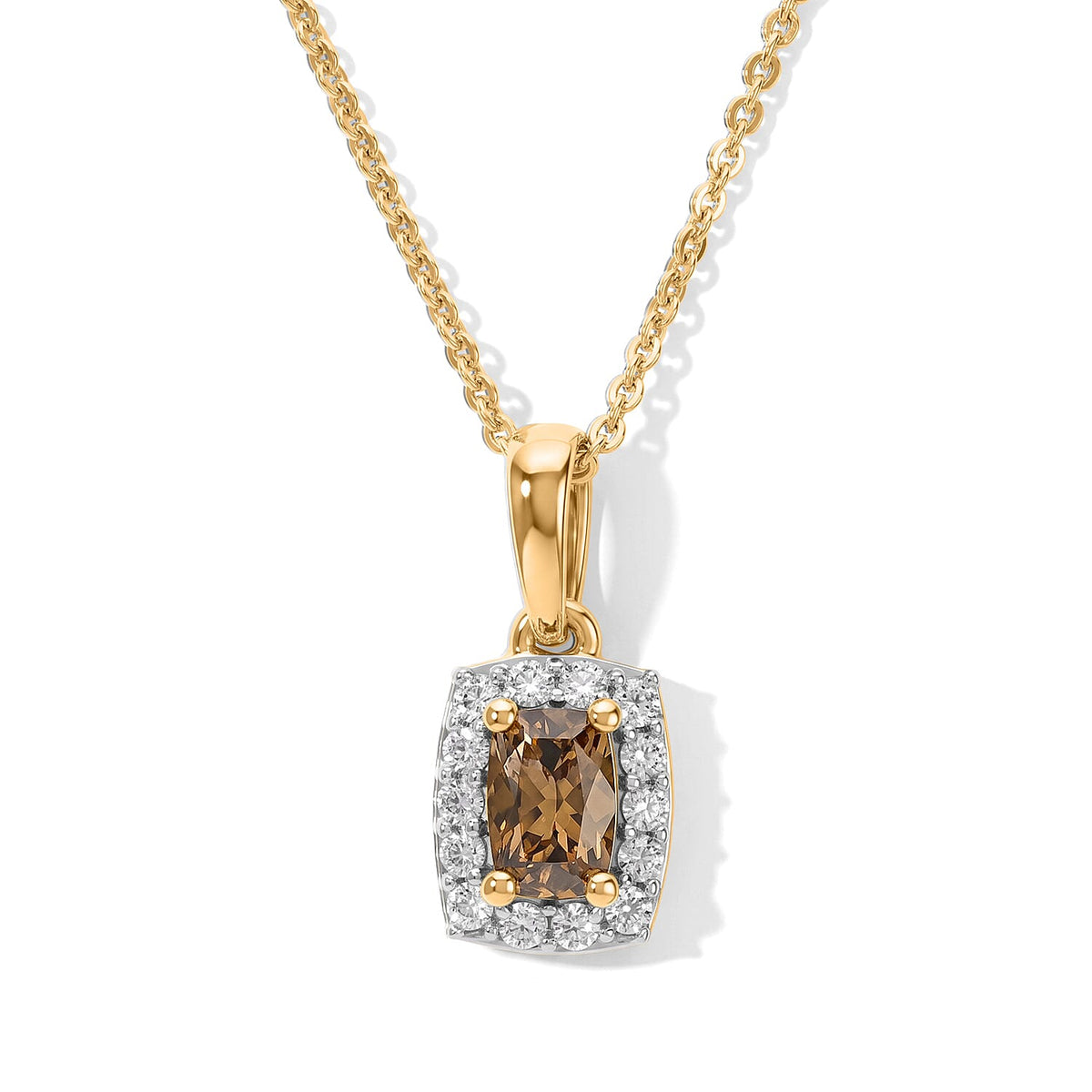 D''Joy Premium Golden Tanzanite and Moissanite 0.75 ctw Pendant Necklace in 18K Vermeil Yellow Gold Over Sterling Silver 20 Inches