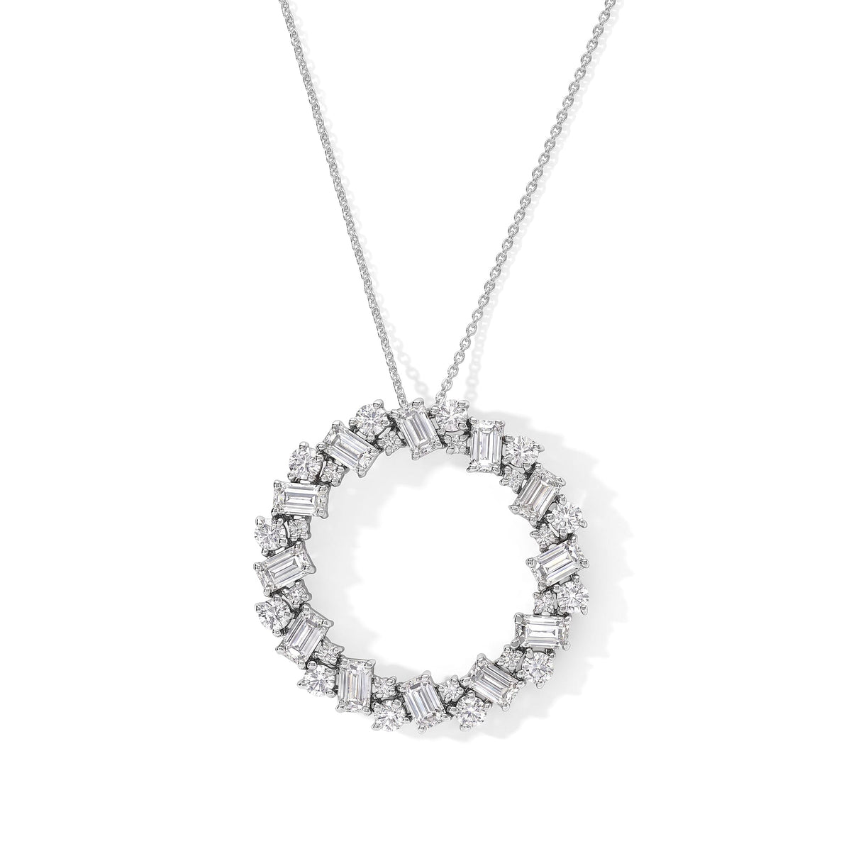 D''Joy Moissanite 5.00 ctw Pendant Necklace in Rhodium Over Sterling Silver 20 Inches