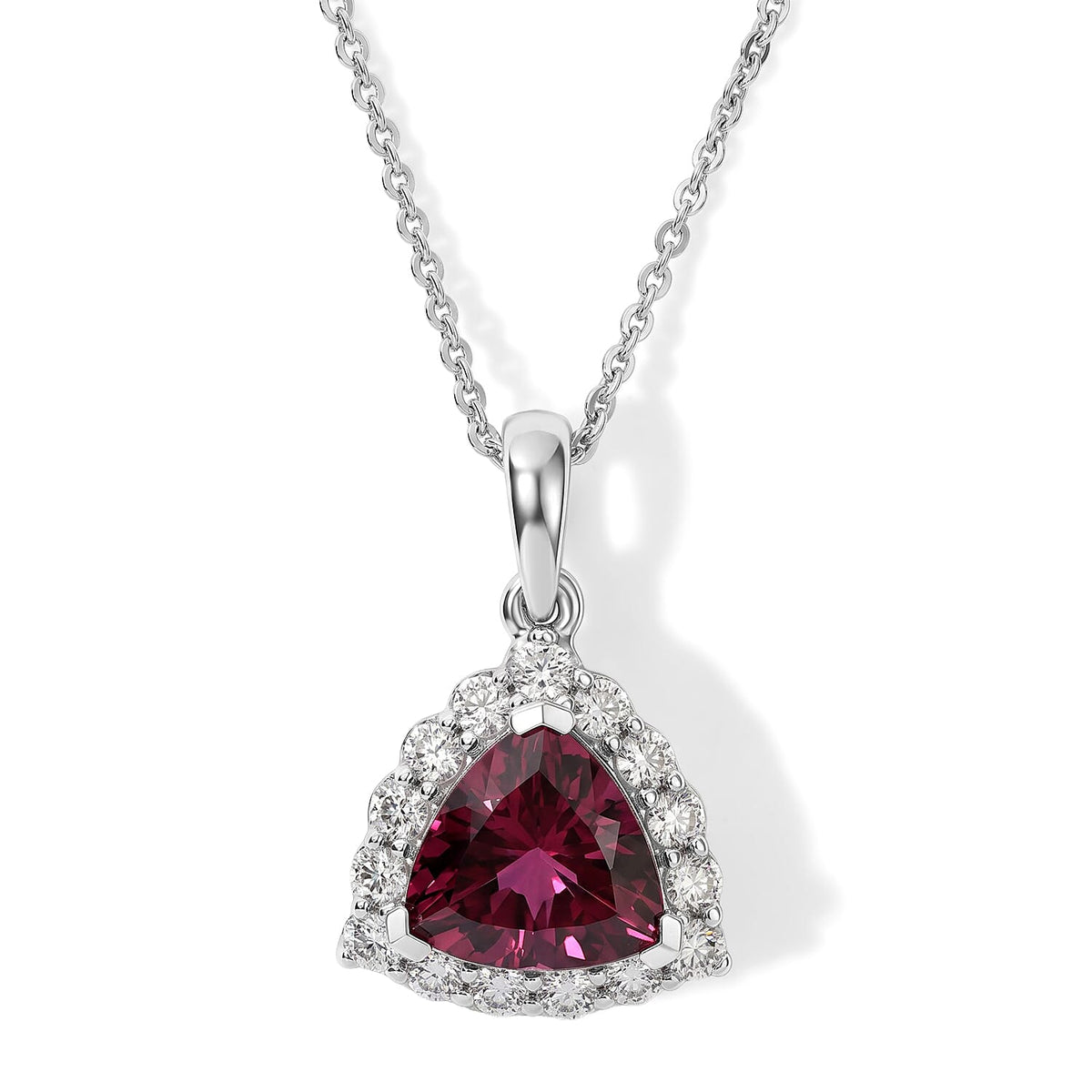 D''Joy Premium Usambara Color Change Garnet, Moissanite Pendant Necklace (18 Inches) in Rhodium Over Sterling Silver 2.55 ctw
