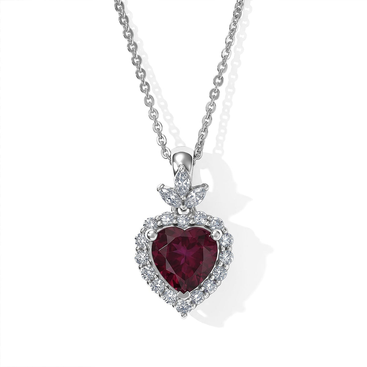 D''Joy Premium Usambara Color Change Garnet, Moissanite Pendant Necklace (18 Inches) in Rhodium Over Sterling Silver 1.90 ctw