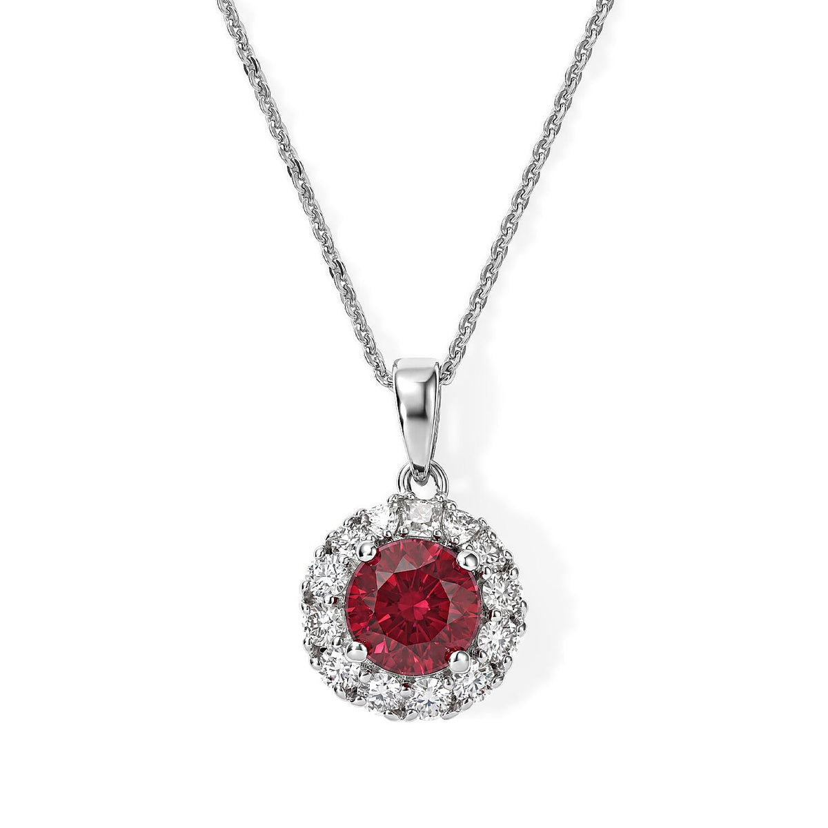 D''Joy Usambara Color Change Garnet, Moissanite Pendant Necklace in Rhodium Over Sterling Silver (18 Inches) 2.20 ctw