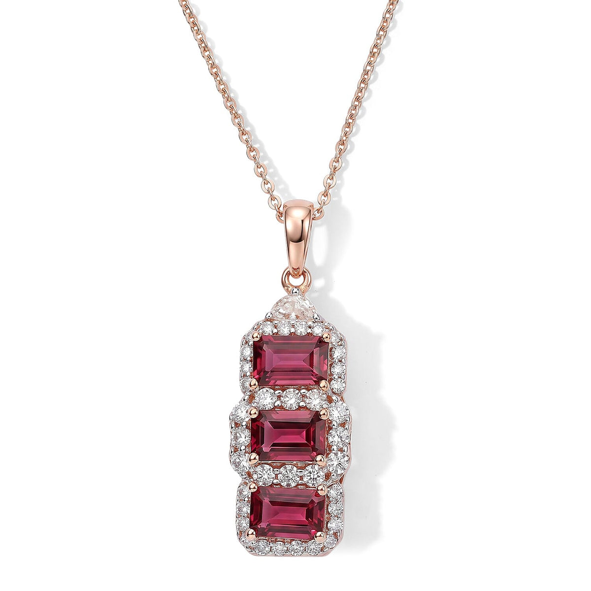 D''Joy Premium Usambara Color Change Garnet, Moissanite Pendant Necklace (18 Inches) in 18K Vermeil RG Over Sterling Silver 2.55 ctw