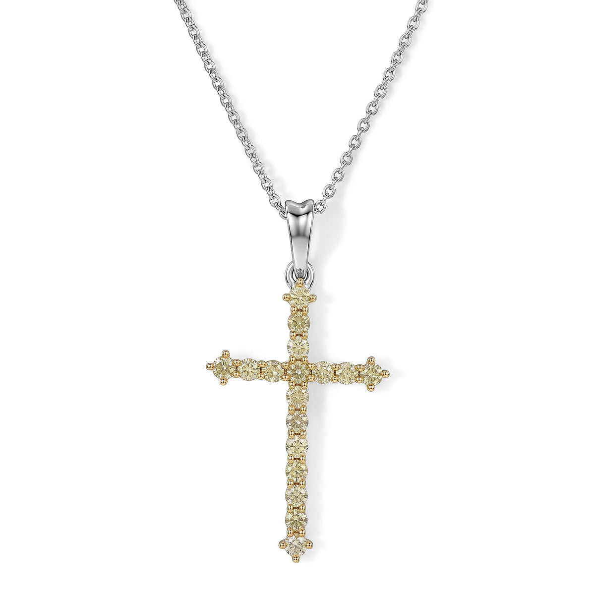 D''Joy Natural Yellow Diamond I3 0.50 ctw Pendant Necklace in Rhodium Over Sterling Silver 20 Inches