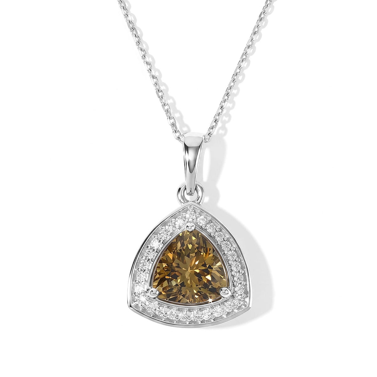 Luxoro 10K White Gold Premium Golden Tanzanite, Diamond (I2) Pendant Necklace (20 Inches) 1.30 ctw