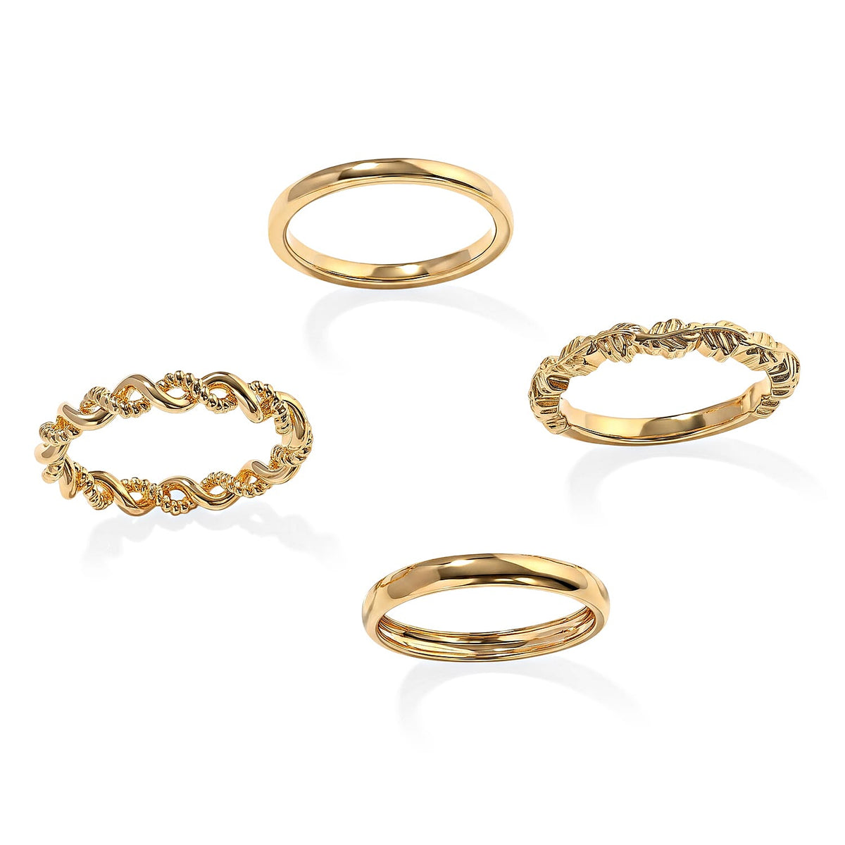 EverTrue 18K YG Plated Set of 4 Ring (Size 7)