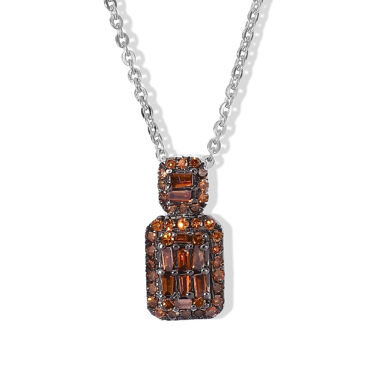 D''Joy Red Diamond (IR) Pendant Necklace (20 Inches) in Rhodium Over Sterling Silver 0.30 ctw
