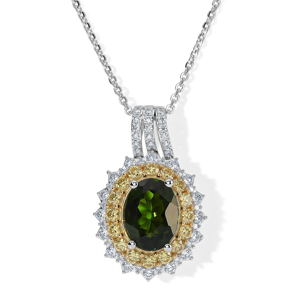 D''Joy Kashmir Kyanite and Multi Gemstone 3.40 ctw Pendant Necklace in Rhodium Over Sterling Silver 20 Inches