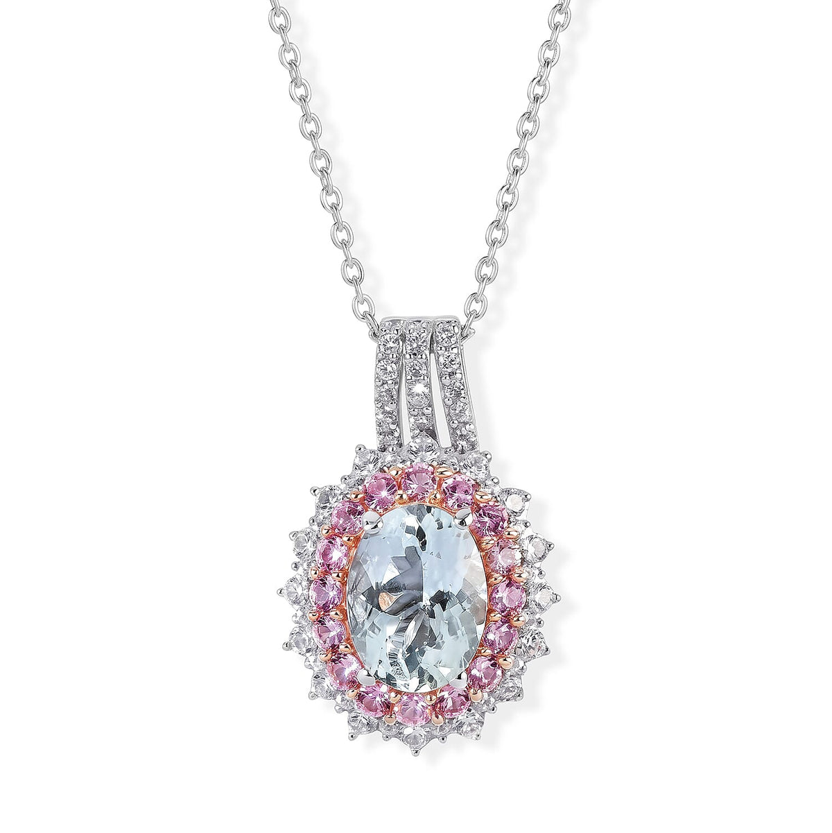 D''Joy Kashmir Kyanite and Multi Gemstone 3.40 ctw Pendant Necklace in Rhodium Over Sterling Silver 20 Inches