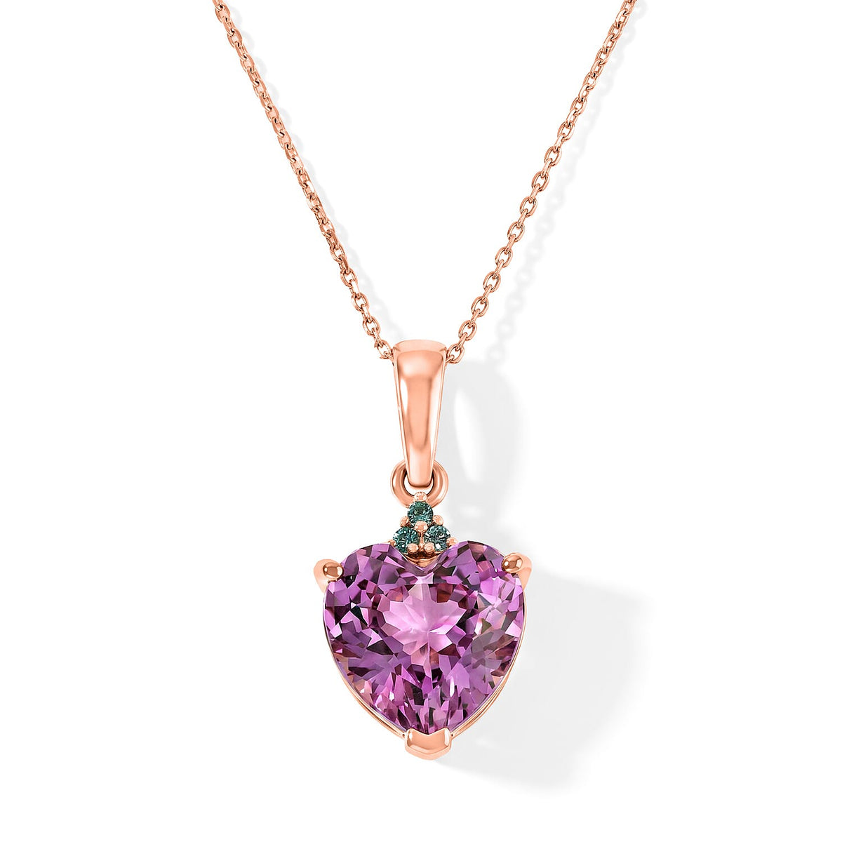 Luxoro AAA Patroke Kunzite and Paraiba Tourmaline 5.00 ctw Pendant Necklace in 10K Rose Gold 20 Inches