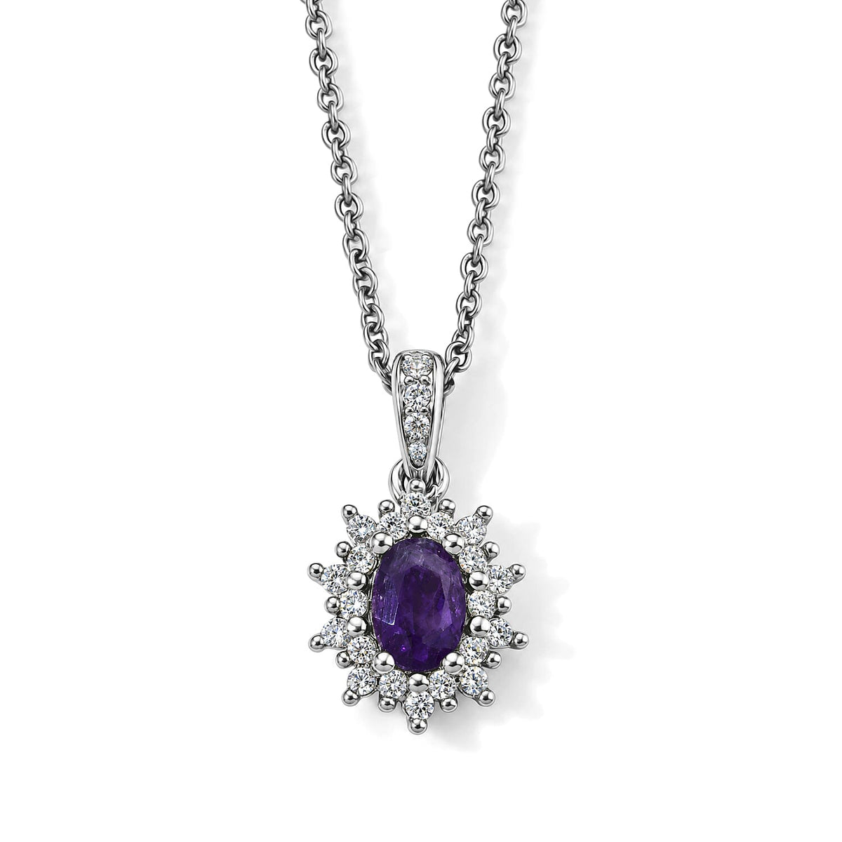 EverTrue Chrome Diopside and Simulated Diamond 1.40 ctw Pendant in Platinum Bond with Stainless Steel Necklace 20 Inches