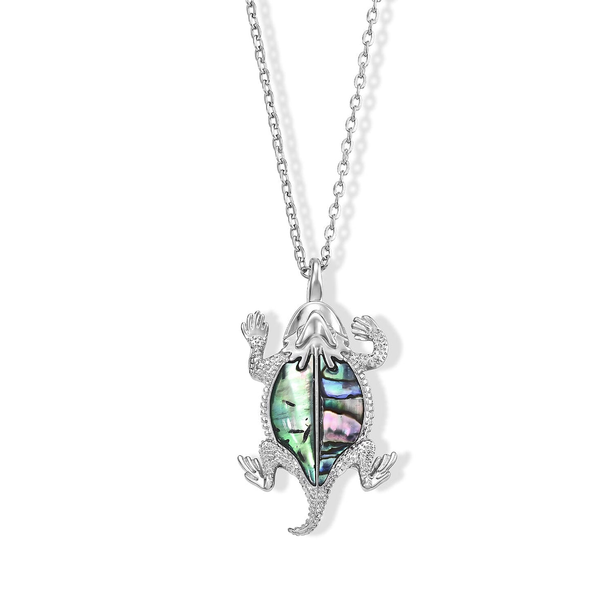 Abalone Shell Tranquil Beauty of The Ocean Pendant Necklace in Silvertone 20-22 Inches