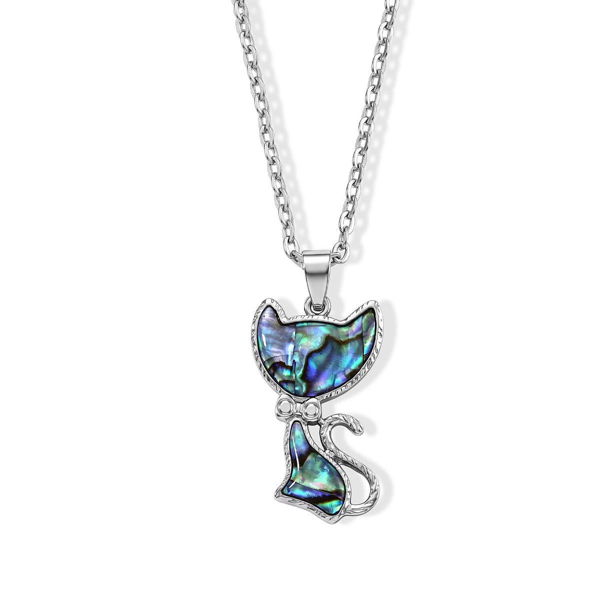 Abalone Shell Tranquil Beauty of The Ocean Pendant Necklace in Silvertone 20-22 Inches