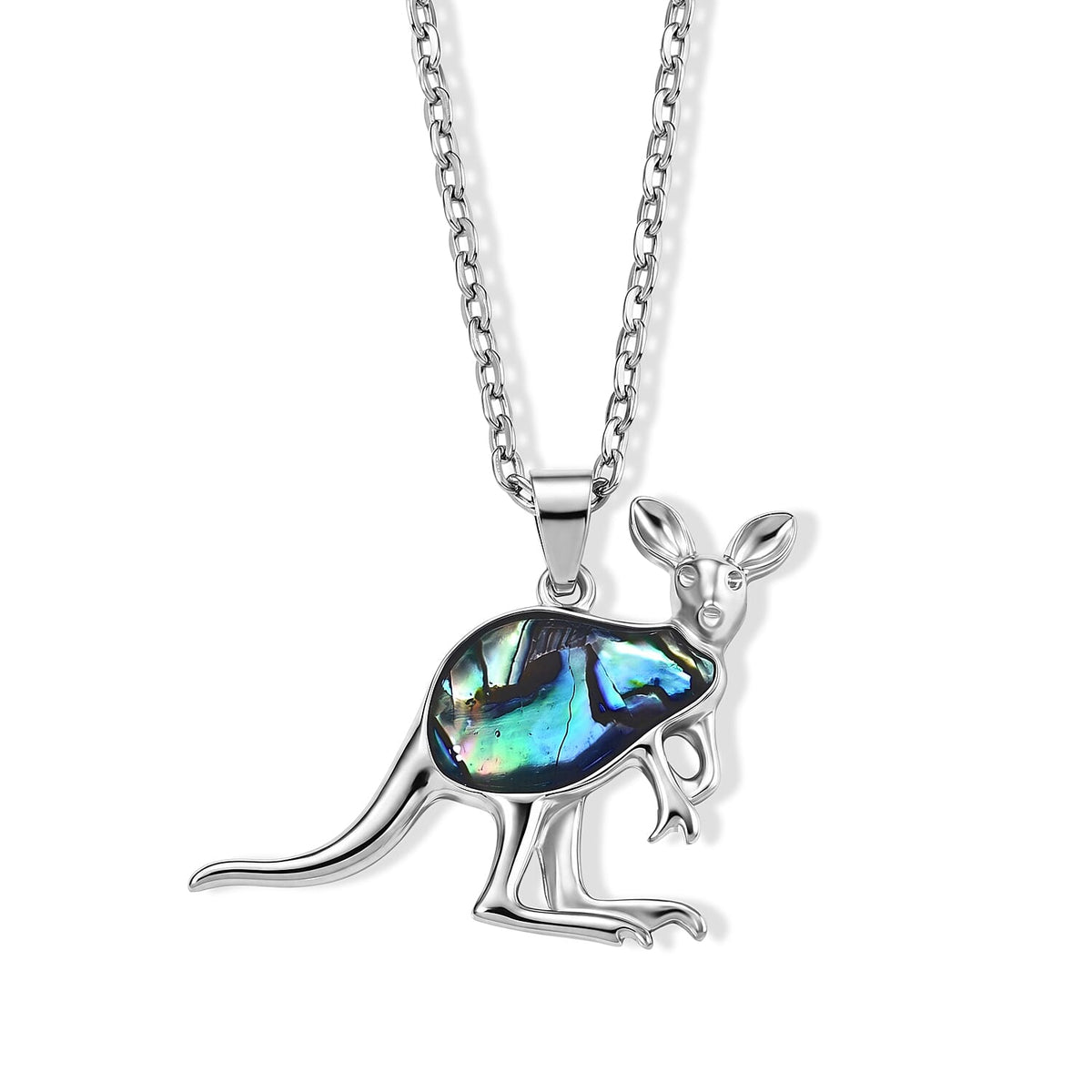 Abalone Shell Tranquil Beauty of The Ocean Pendant Necklace in Silvertone 20-22 Inches