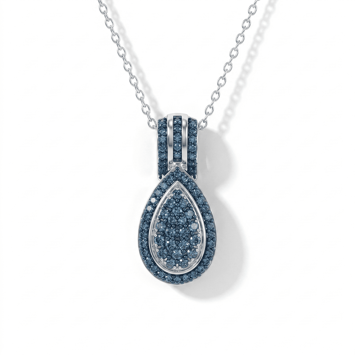 D''Joy Diamond 0.50 ctw Pendant Necklace (20 Inches) in Rhodium Over Sterling Silver