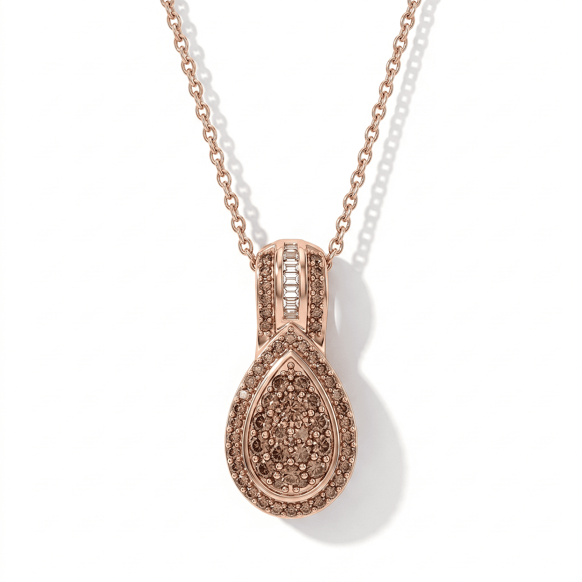 D''Joy Diamond 0.50 ctw Pendant Necklace (20 Inches) in Rhodium Over Sterling Silver