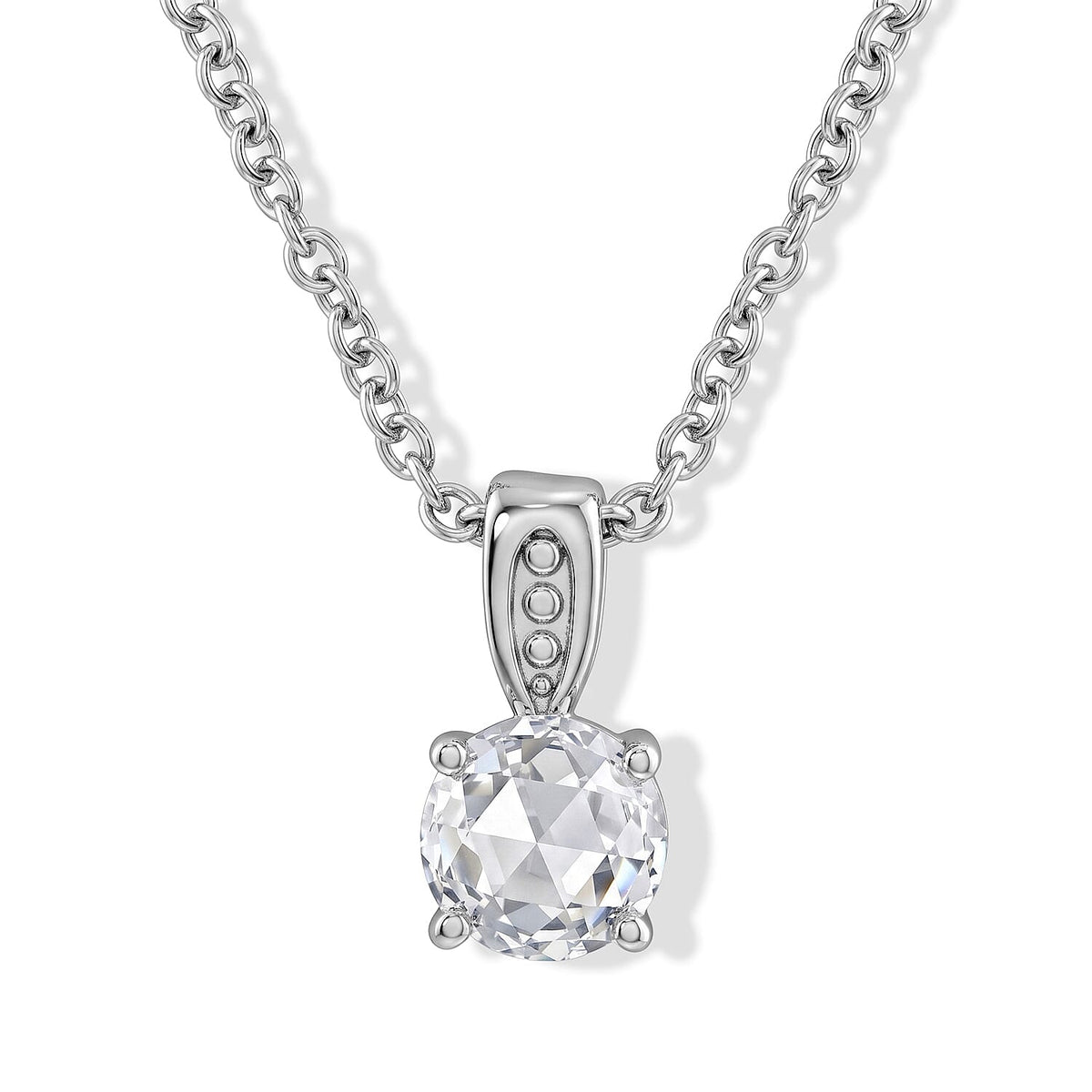 Simulated Diamond EverTrue Pendant Necklace in Stainless Steel 20 Inches