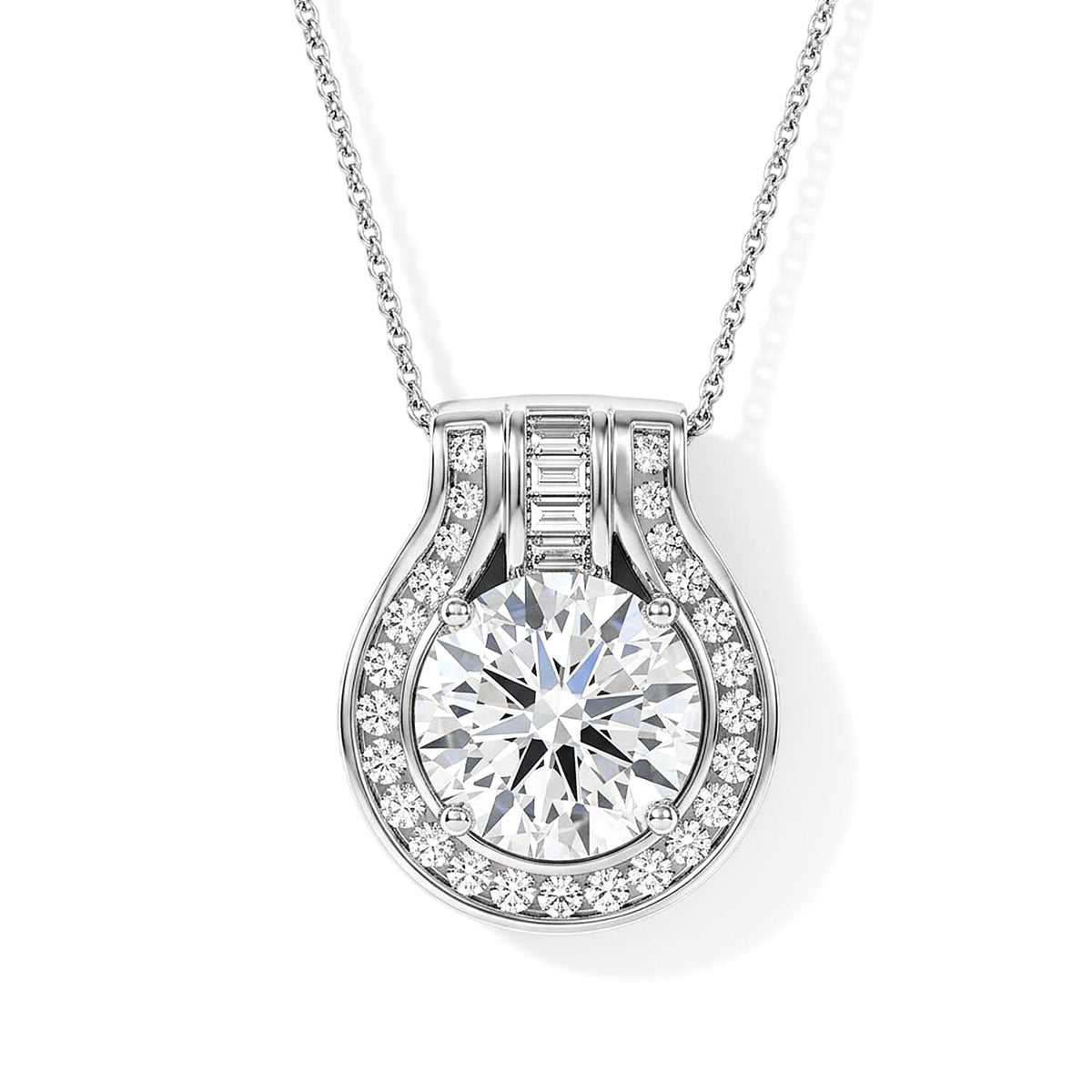 D''Joy Moissanite 5.30 ctw Pendant Necklace in Rhodium Over Sterling Silver 20 Inches