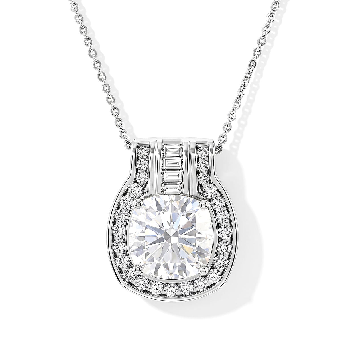 D''Joy Moissanite 5.30 ctw Pendant Necklace in Rhodium Over Sterling Silver 20 Inches