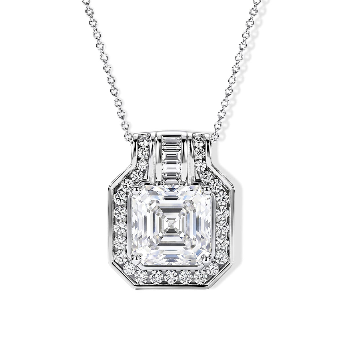 D''Joy Moissanite 5.30 ctw Pendant Necklace in Rhodium Over Sterling Silver 20 Inches