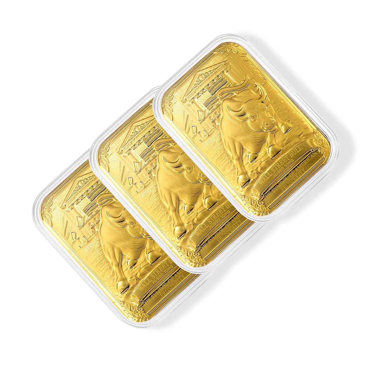 Set of 3 - Wall Street Bull - The Charge that Built Modern Fortunes (31x45.5mm) 30mg