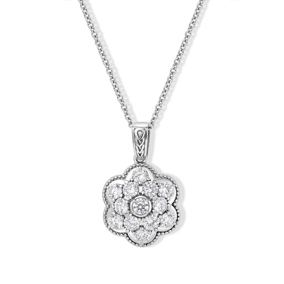EverTrue Simulated Diamond Pendant Necklace (20 Inches) in Stainless Steel (Ships in 10-12 Days) 4.10 ctw