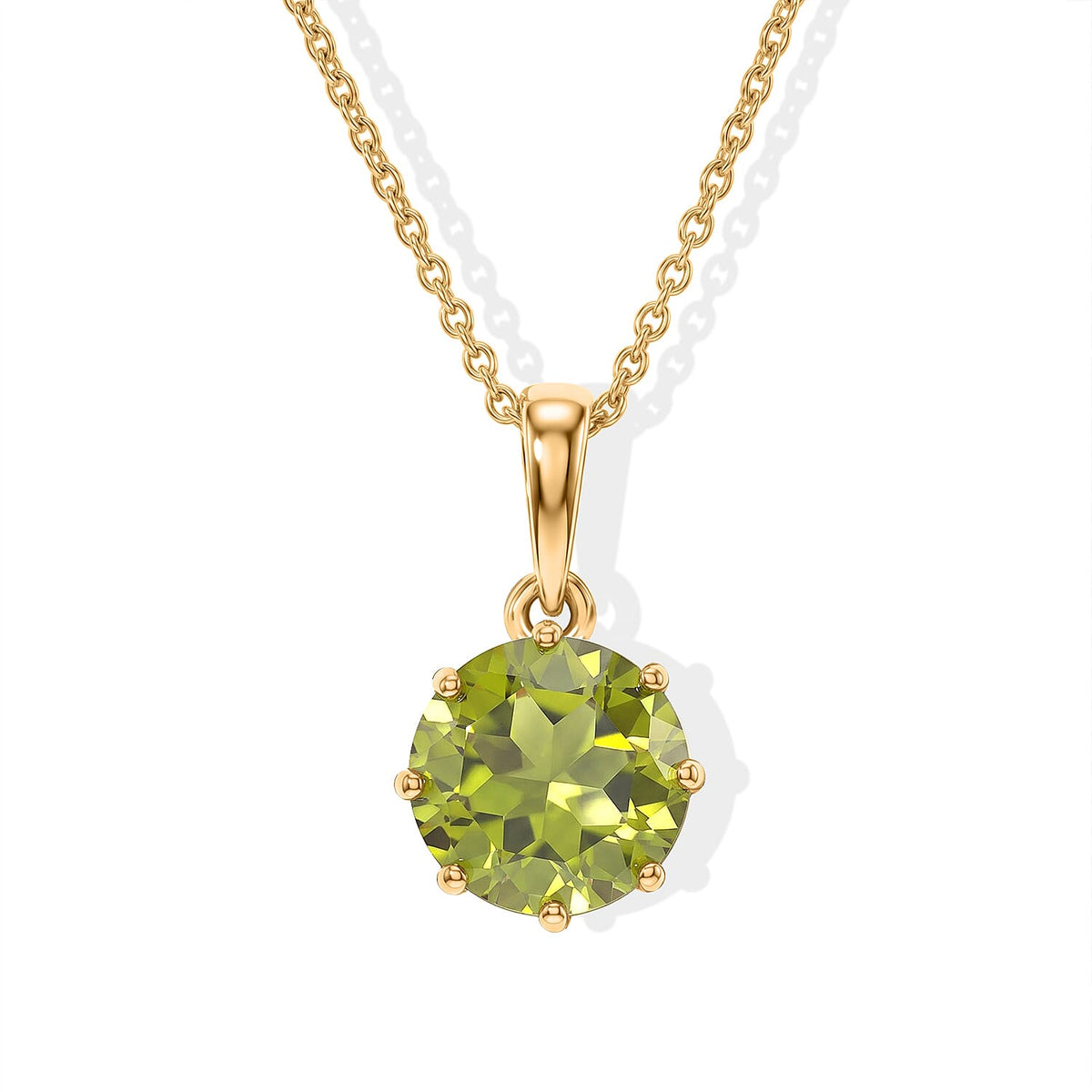 D''Joy Premium Hebei Peridot and Moissanite 3.00 ctw Pendant Necklace in 18K Vermeil Yellow Gold Over Sterling Silver 20 Inches