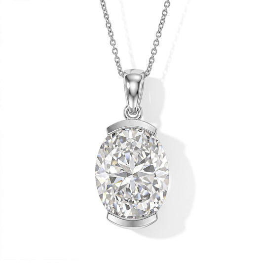 Doorbuster D''Joy Moissanite 9.50 ctw Pendant Necklace in Rhodium Over Sterling Silver 20 Inches
