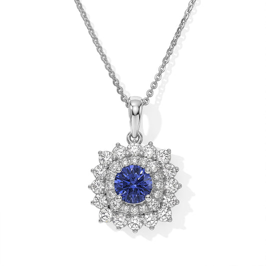 Certified and Appraised D''Joy Premium Tanzanite, Moissanite Pendant Necklace (18 Inches) in Rhodium Over Sterling Silver 1.70 ctw
