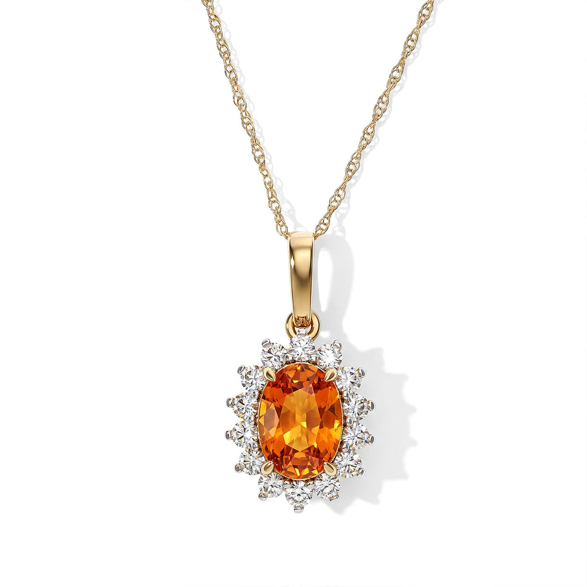 AAA Yellow Sapphire and Luxuriant Lab Grown Diamond VS 1.50 ctw Pendant Necklace in 10K Yellow Gold 18 Inches