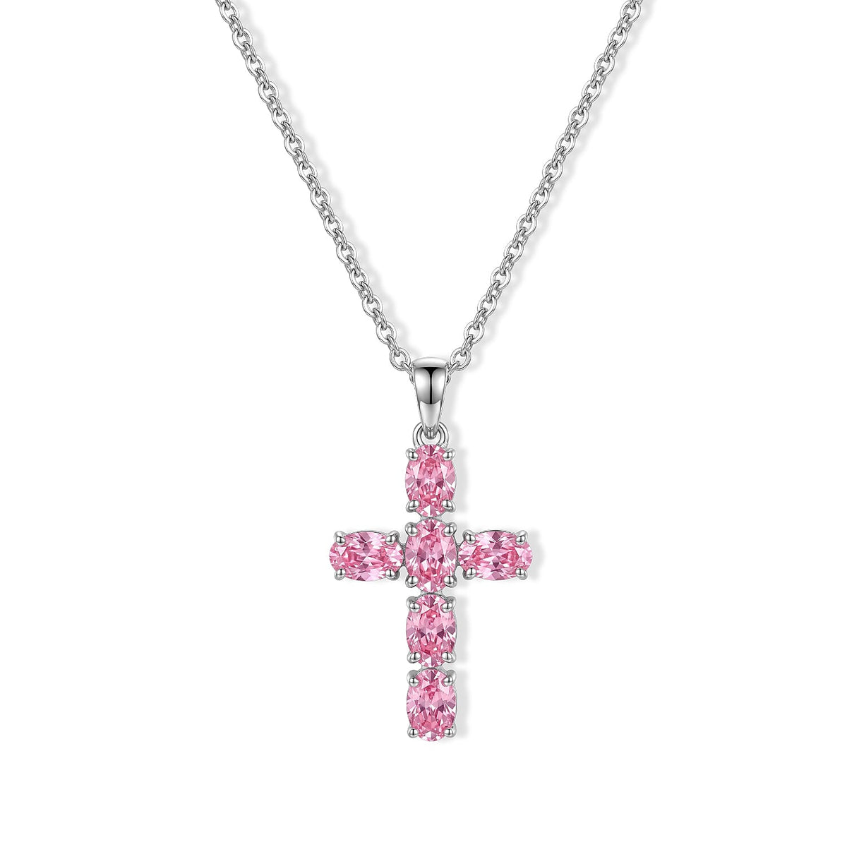 EverTrue Simulated Pink Diamond Pendant Necklace (20 Inches) in Stainless Steel (Ships in 10-12 Days) 4.35 ctw