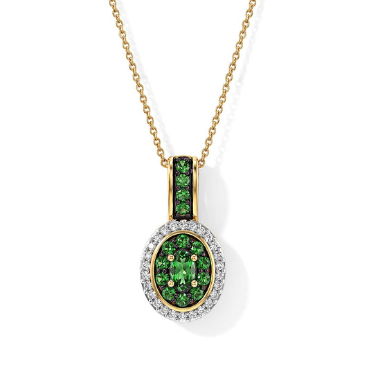 D''Joy Premium Tsavorite Garnet, Moissanite Pendant Necklace (20 Inches) in 18K Vermeil YG Over Sterling Silver 0.70 ctw