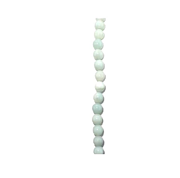 GCS Amazonite Round 6-6.5mm Beaded Strand (15.5-16 Inches) with Tree Leaf Jasper and Blackstone Pendant in Silvertone 152.85 ctw