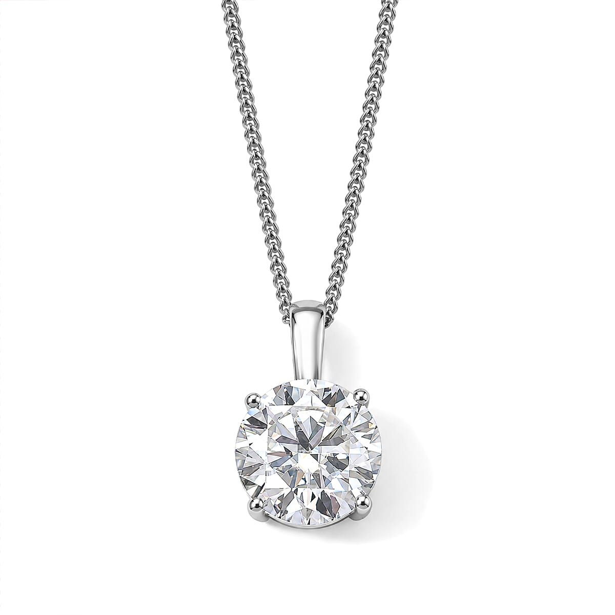 D''Joy Moissanite 3.75 ctw Pendant Necklace in Rhodium Over Sterling Silver 18 Inches