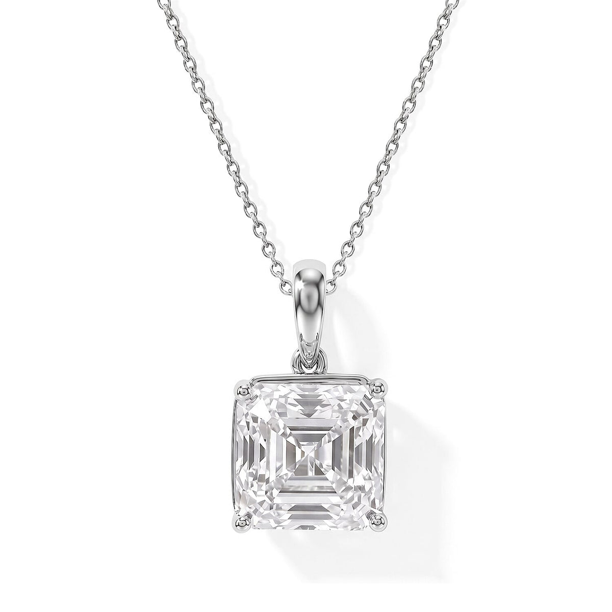 Doorbuster IGI Certified Luxuriant Asscher Cut Lab Grown Diamond G VS 7.00 ctw Pendant Necklace in 950 Platinum 5.30 Grams 18 Inches