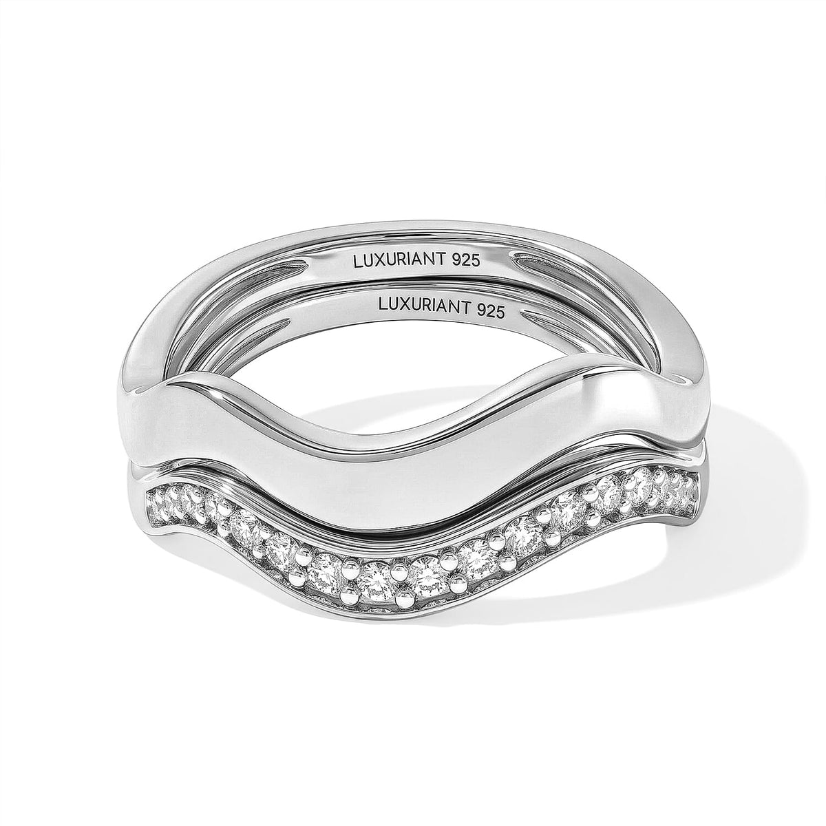 Lab Grown Diamond Set of 2 Wave Rings